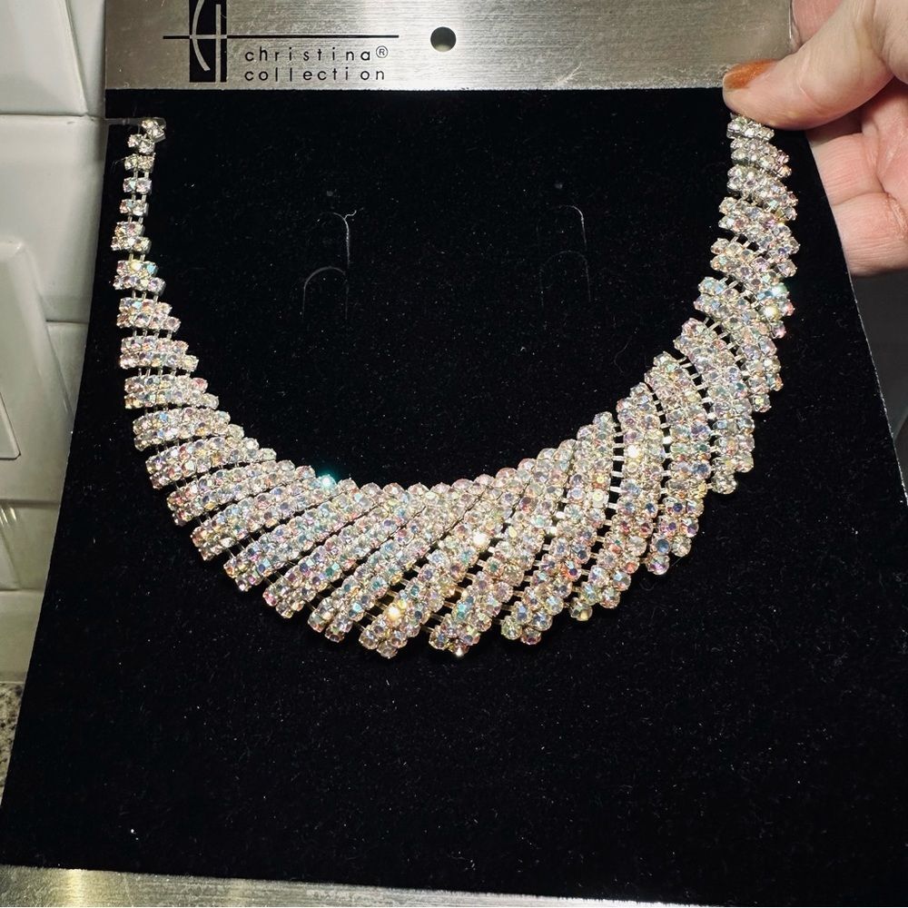 Rhinestone Cocktail Statement Necklace NWT